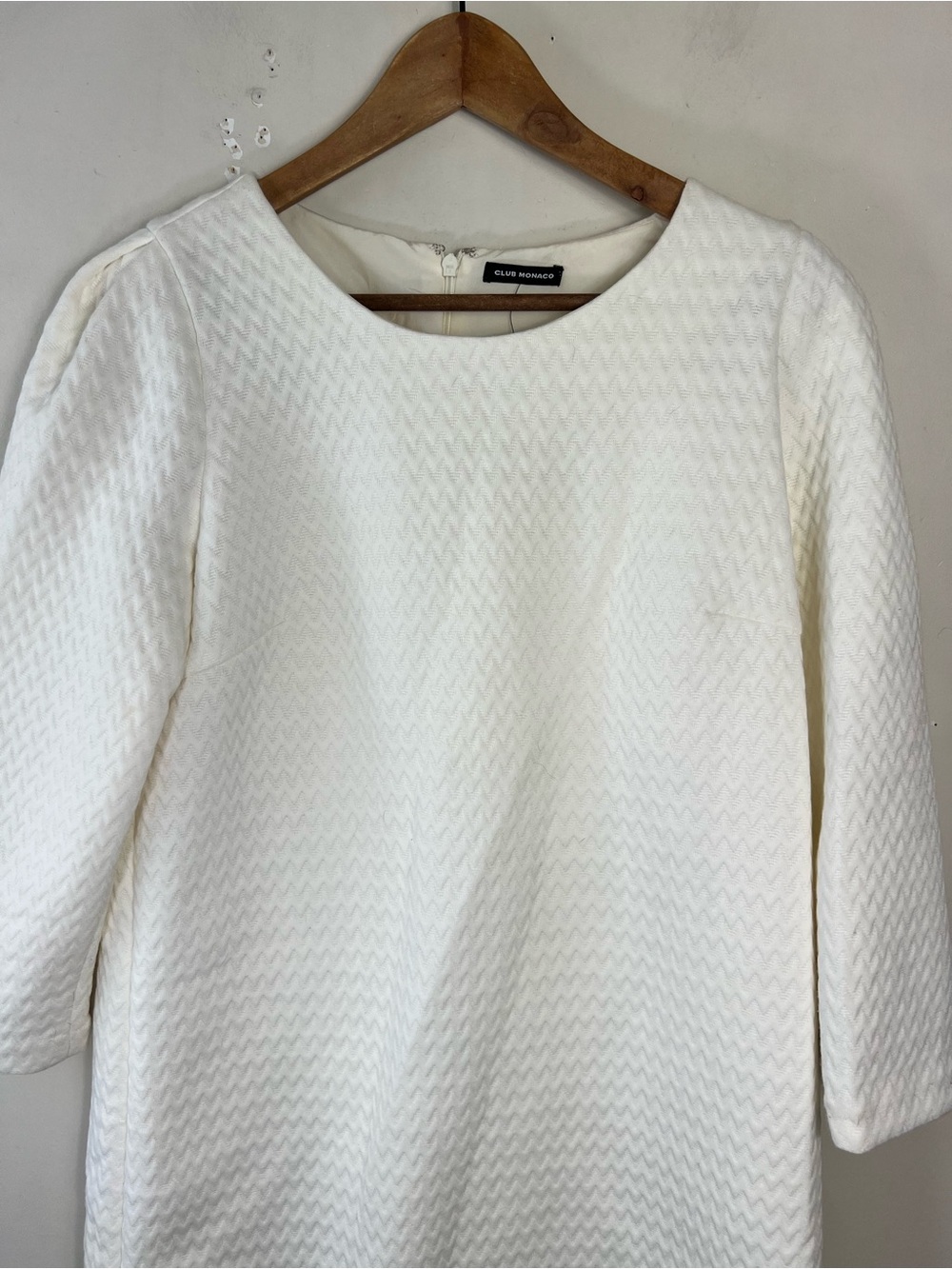 Club Monaco Ivory Textured Shift Dress Size 12 New With Tags 3/4 Sleeve Elegant - Picture 5 of 12